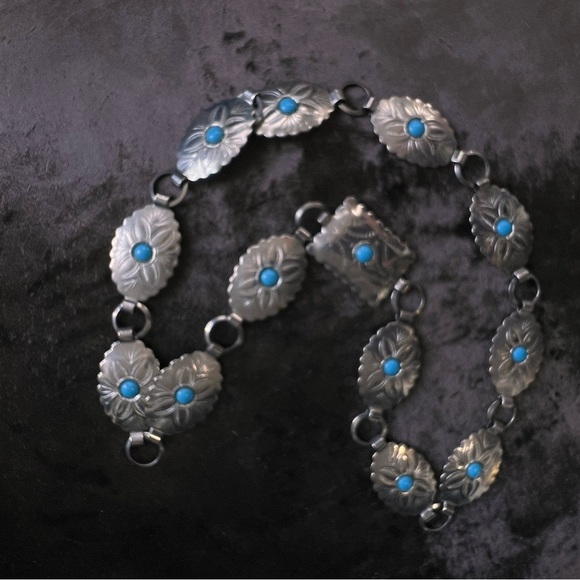 Vintage Native American Silver and Turquoise Concho Belt - Picture 9 of 9